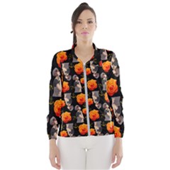Girl With Roses And Anchors Black Windbreaker (women)