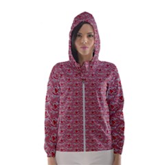 Retro Red Pattern Hooded Windbreaker (women)