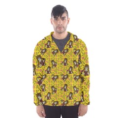 Girl With Popsicle Yellow Floral Hooded Windbreaker (men)