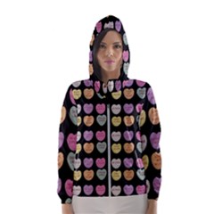 Valentine Hearts Black Hooded Windbreaker (women)