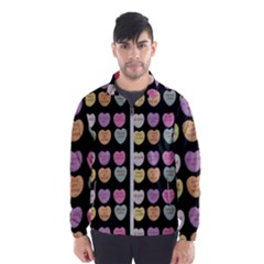 Valentine Hearts Black Windbreaker (men)