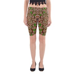 Flower Wreaths And Ornate Sweet Fauna Yoga Cropped Leggings by pepitasart