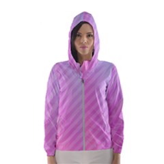 Diagonal Pink Stripe Gradient Hooded Windbreaker (women) by Sapixe