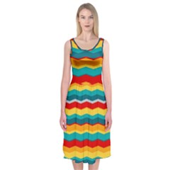 Retro Colors 60 Background Midi Sleeveless Dress by Sapixe