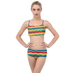 Retro Colors 60 Background Layered Top Bikini Set by Sapixe