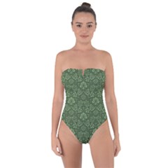 Damask Green Tie Back One Piece Swimsuit
