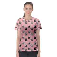 Panda With Bamboo Pink Women s Sport Mesh Tee