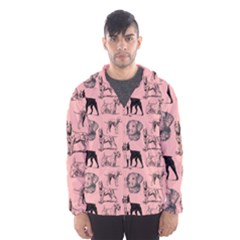 Dog Pattern Pink Hooded Windbreaker (men)