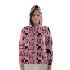 Dog Pattern Pink Hooded Windbreaker (women)