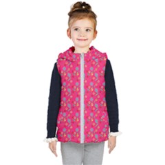 Vintage Floral Pink Kid s Hooded Puffer Vest