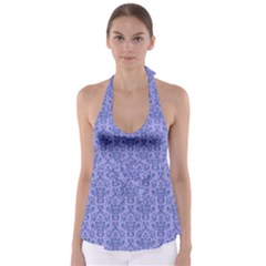 Victorian Blue Ornamental Babydoll Tankini Top