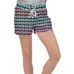 Three Color Ombre Cassette Women s Velour Lounge Shorts by snowwhitegirl