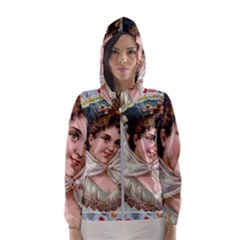 Victorian Lady Blue Floral Hooded Windbreaker (women)