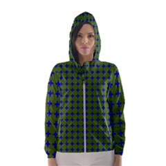 Mod Circles Green Blue Hooded Windbreaker (women) by BrightVibesDesign