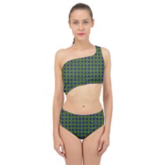Mod Circles Green Blue Spliced Up Two Piece Swimsuit by BrightVibesDesign