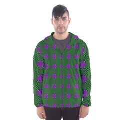 Mod Green Purple Circles Pattern Hooded Windbreaker (men) by BrightVibesDesign