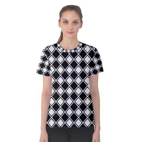 Square Diagonal Pattern Seamless Women s Cotton Tee by Simbadda