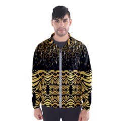 Black Vintage Background With Golden Swirls By Flipstylez Designs  Windbreaker (men) by flipstylezfashionsLLC