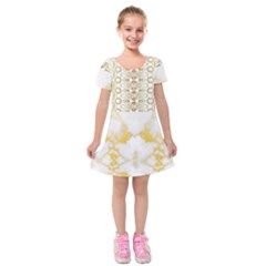 Ivory Marble  In Gold By Flipstylez Designs Kids  Short Sleeve Velvet Dress