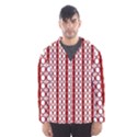 Circles Lines Red White Pattern Hooded Windbreaker (Men) View1