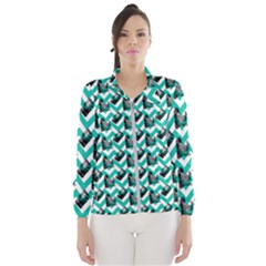 Vintage Camera Chevron Aqua Windbreaker (women)