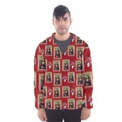 Mona Lisa Frame Pattern Red Hooded Windbreaker (men)