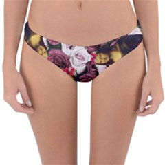 Mona Lisa Floral Black Reversible Hipster Bikini Bottoms