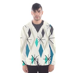 Atomic Era Diamonds (turquoise) Hooded Windbreaker (men) by KayCordingly