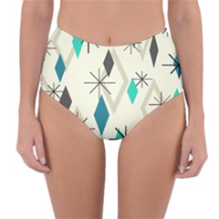 Atomic Era Diamonds (turquoise) Reversible High-waist Bikini Bottoms by KayCordingly