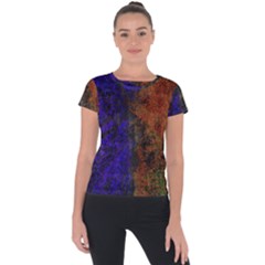 Colored Rusty Abstract Grunge Texture Print Short Sleeve Sports Top  by dflcprints