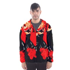 Bright Red Roses By Flipstylez Designs Hooded Windbreaker (men) by flipstylezfashionsLLC