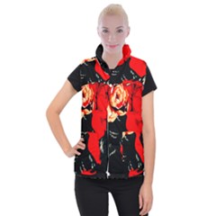 Bright Red Roses By Flipstylez Designs Women s Button Up Vest by flipstylezfashionsLLC