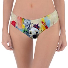 Wall Girl Dog Graphite Street Art Reversible Classic Bikini Bottoms by Simbadda