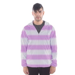 Bold Stripes Soft Pink Pattern Hooded Windbreaker (men) by BrightVibesDesign