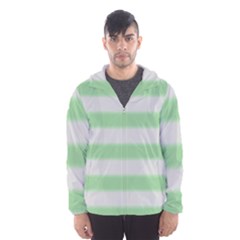 Bold Stripes Soft Green Hooded Windbreaker (men) by BrightVibesDesign