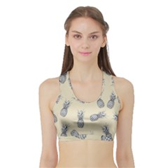Pineapple Pattern Sports Bra With Border by Valentinaart