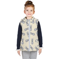 Pineapple Pattern Kid s Hooded Puffer Vest by Valentinaart