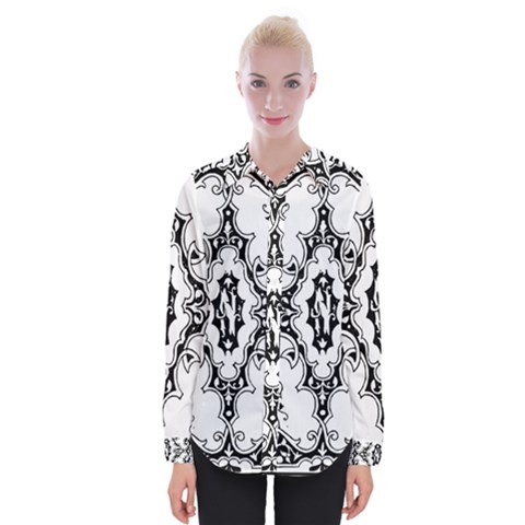 Holbein Floriated Antique Scroll Womens Long Sleeve Shirt by Simbadda