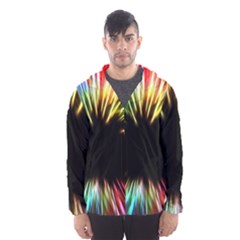 Color Background Structure Lines Hooded Windbreaker (men) by Simbadda