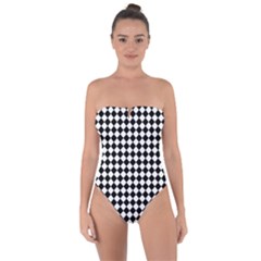 Chessboard 18x18 Rotated 45 40 Pixels Tie Back One Piece Swimsuit by ChastityWhiteRose