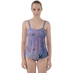 The Wonderful Moon With Butterflies Twist Front Tankini Set by FantasyWorld7