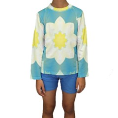 Pattern Flower Abstract Pastel Kids  Long Sleeve Swimwear by Simbadda