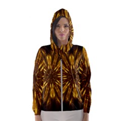 Mandala Gold Golden Fractal Hooded Windbreaker (women) by Simbadda