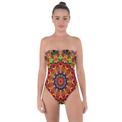 Fractal Mandala Flowers Tie Back One Piece Swimsuit by Simbadda