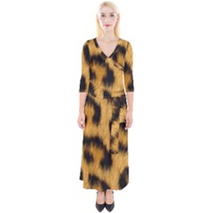 Animal Print Leopard Quarter Sleeve Wrap Maxi Dress by NSGLOBALDESIGNS2