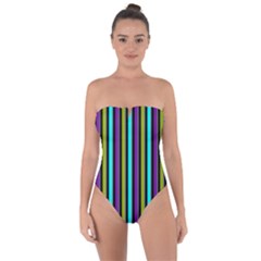 Retro Stripe 1 Vertical Retro Stripe 1 Tie Back One Piece Swimsuit by dressshop