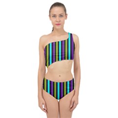 Retro Stripe 1 Vertical Retro Stripe 1 Spliced Up Two Piece Swimsuit by dressshop