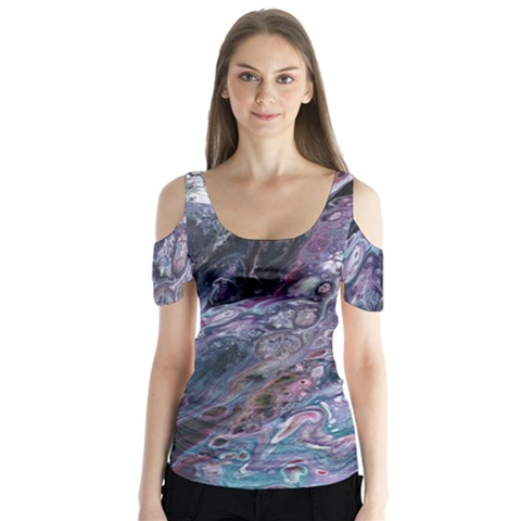 Planetary Butterfly Sleeve Cutout Tee  by ArtByAng