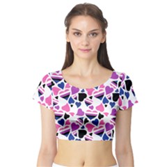 Genderfluid Pride Hearts; A Cute Gf Pride Motif! Short Sleeve Crop Top by PrideMarks