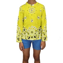 Grunge Yellow Bandana Kids  Long Sleeve Swimwear by dressshop